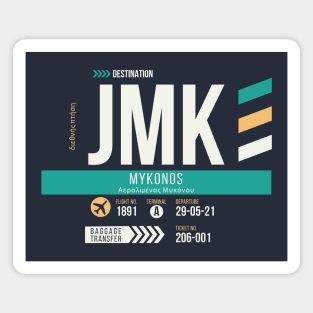 Mykonos (JMK) Airport Code Baggage Tag Magnet